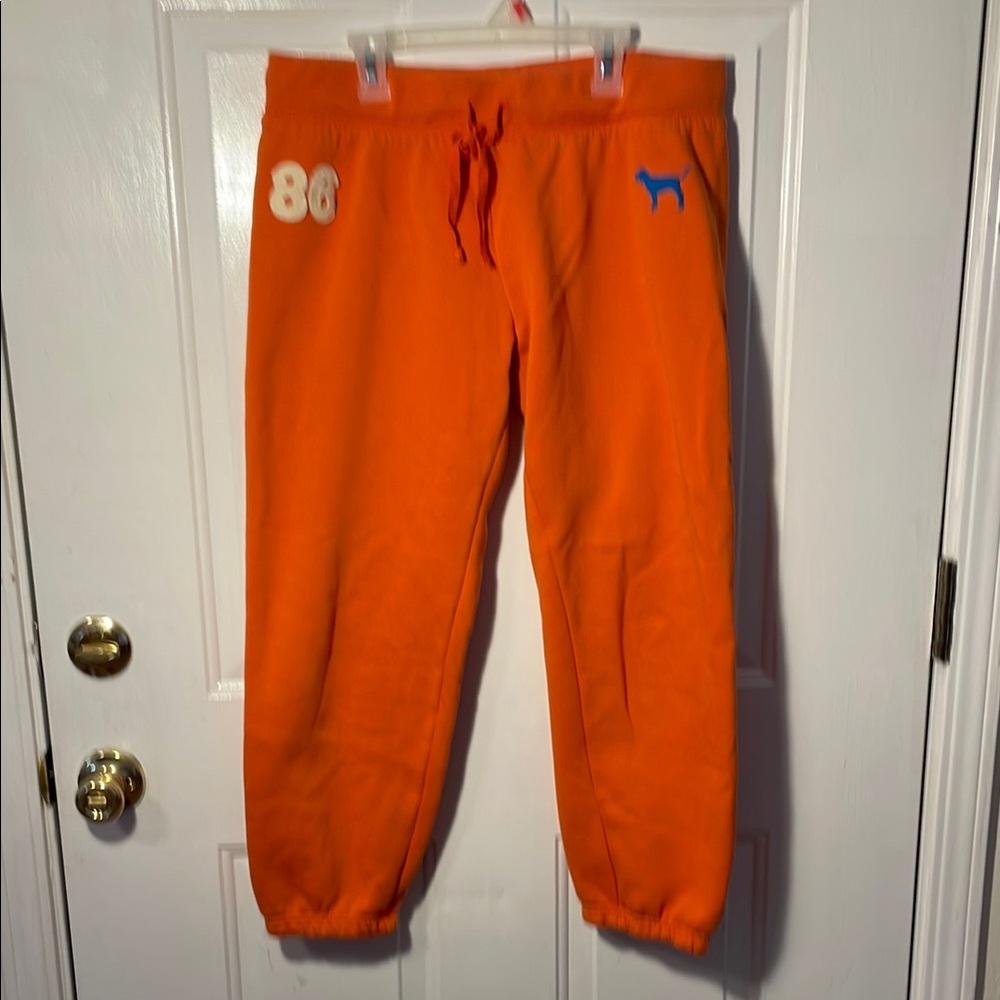 Vintage Victoria’s Secret PINK Orange Sweatpants with Blue Logo